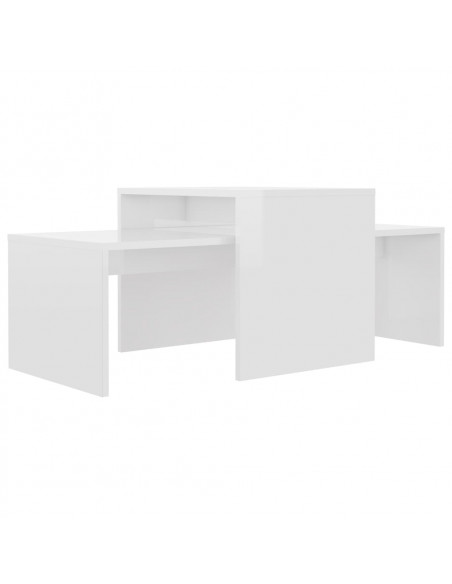 Set Tavolini da Salotto Bianco Lucido 100x48x40 cm Multistrato