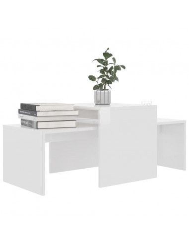 Set Tavolini da Salotto Bianco Lucido 100x48x40 cm Multistrato