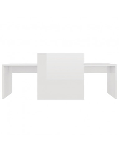 Set Tavolini da Salotto Bianco Lucido 100x48x40 cm Multistrato