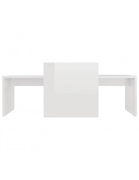 Set Tavolini da Salotto Bianco Lucido 100x48x40 cm Multistrato