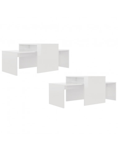 Set Tavolini da Salotto Bianco Lucido 100x48x40 cm Multistrato