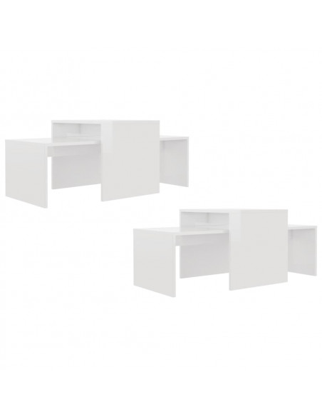 Set Tavolini da Salotto Bianco Lucido 100x48x40 cm Multistrato