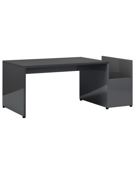 Tavolino da Salotto Grigio Lucido 90x45x35 cm Legno Multistrato