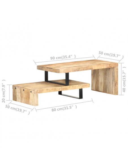 Set Tavolini da Salotto 2 pz in Legno Massello di Mango