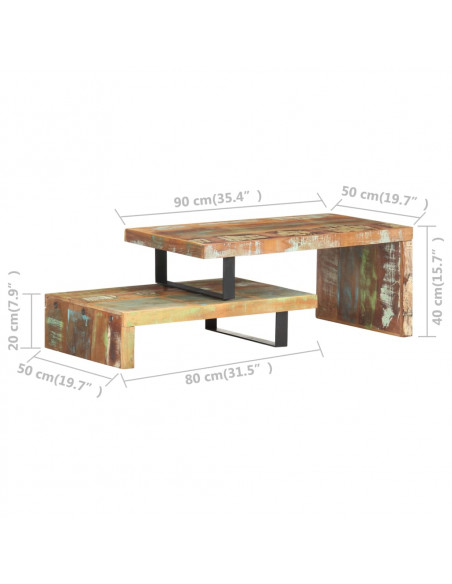 Set Tavolini da Salotto 2 pz in Legno Massello di Recupero