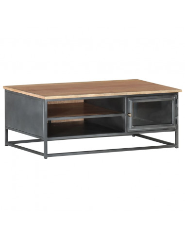 Tavolino da Salotto Grigio 90x50x35 cm in Massello di Acacia