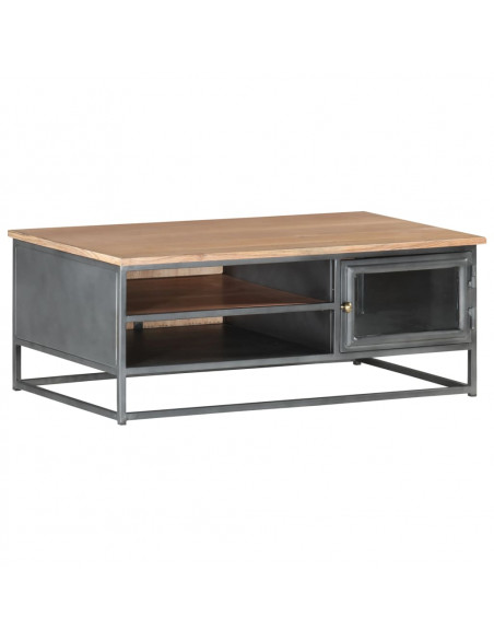 Tavolino da Salotto Grigio 90x50x35 cm in Massello di Acacia