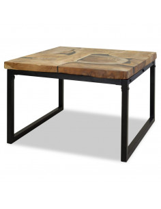 Tavolino da Salotto in Legno di Teak e Resina 60x60x40 cm 2
