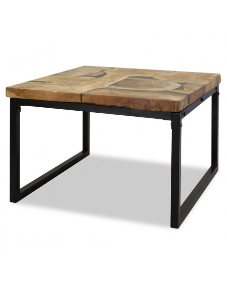 Tavolino da Salotto in Legno di Teak e Resina 60x60x40 cm