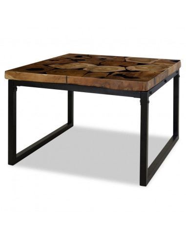 Tavolino da Salotto in Legno di Teak e Resina 60x60x40 cm