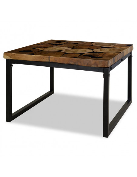 Tavolino da Salotto in Legno di Teak e Resina 60x60x40 cm