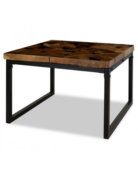 Tavolino da Salotto in Legno di Teak e Resina 60x60x40 cm