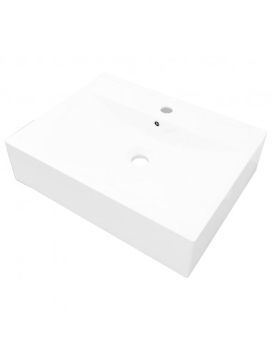 Lavello Bianco in Ceramica di Lusso con Foro Rubinetto 60x46 cm
