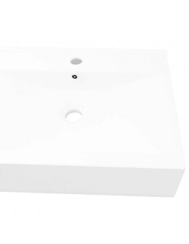 Lavello Bianco in Ceramica di Lusso con Foro Rubinetto 60x46 cm