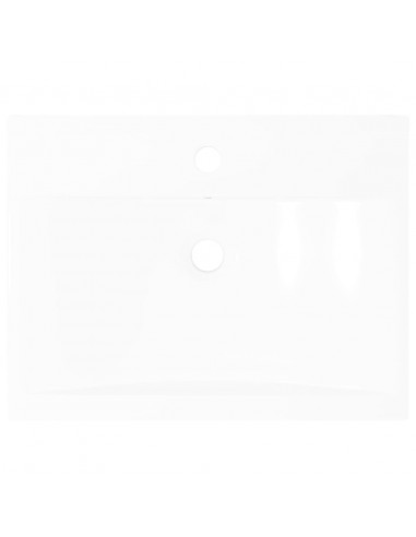 Lavello Bianco in Ceramica di Lusso con Foro Rubinetto 60x46 cm