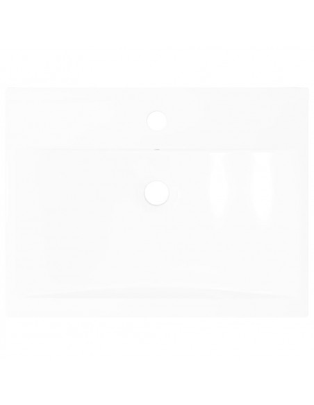 Lavello Bianco in Ceramica di Lusso con Foro Rubinetto 60x46 cm