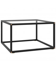 Tavolino da Salotto Nero con Vetro Temperato 60x60x35 cm 2
