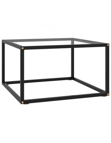 Tavolino da Salotto Nero con Vetro Temperato 60x60x35 cm