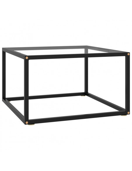 Tavolino da Salotto Nero con Vetro Temperato 60x60x35 cm