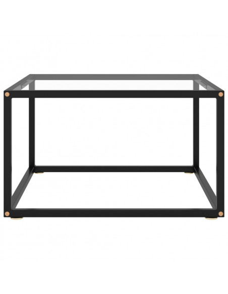 Tavolino da Salotto Nero con Vetro Temperato 60x60x35 cm