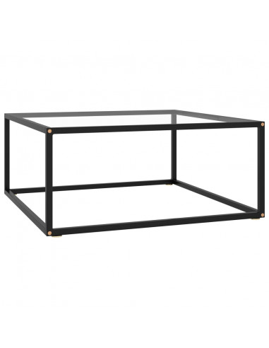 Tavolino da Salotto Nero con Vetro Temperato 80x80x35 cm