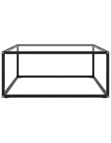 Tavolino da Salotto Nero con Vetro Temperato 80x80x35 cm