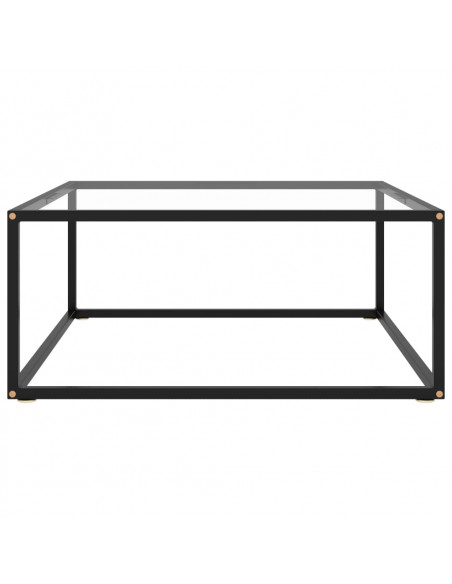 Tavolino da Salotto Nero con Vetro Temperato 80x80x35 cm