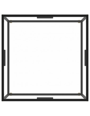 Tavolino da Salotto Nero con Vetro Temperato 80x80x35 cm