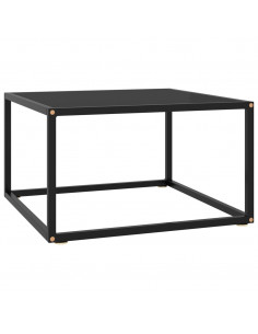 Tavolino da Salotto Nero con Vetro Nero 60x60x35 cm 2
