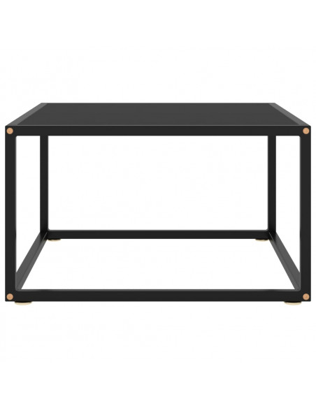 Tavolino da Salotto Nero con Vetro Nero 60x60x35 cm