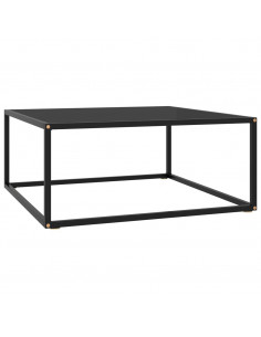 Tavolino da Salotto Nero con Vetro Nero 80x80x35 cm 2