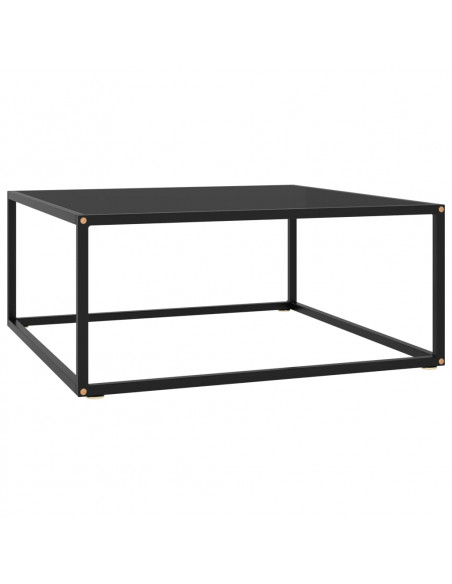 Tavolino da Salotto Nero con Vetro Nero 80x80x35 cm
