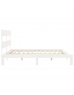 Giroletto Testiera Bianco Super King Size in Legno Massello 2