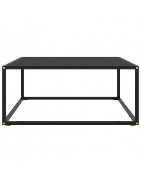 Tavolino da Salotto Nero con Vetro Nero 80x80x35 cm