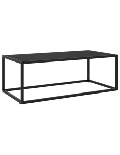 Tavolino da Salotto Nero con Vetro Nero 100x50x35 cm 2