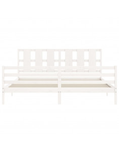 Giroletto Testiera Bianco Super King Size in Legno Massello 2