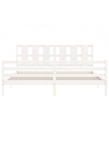 Giroletto Testiera Bianco Super King Size in Legno Massello