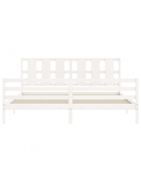 Giroletto Testiera Bianco Super King Size in Legno Massello