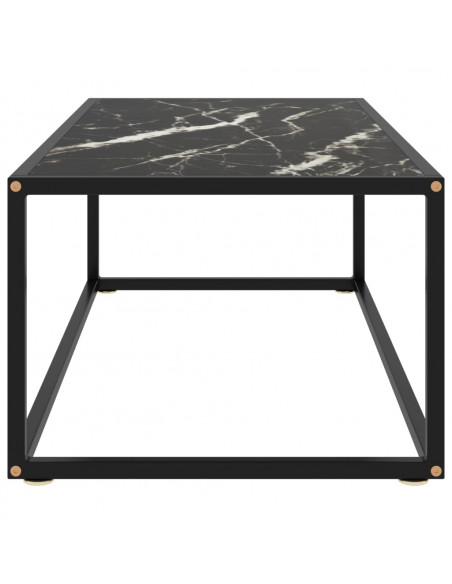 Tavolino da Salotto Nero con Vetro Marmo Nero 100x50x35 cm