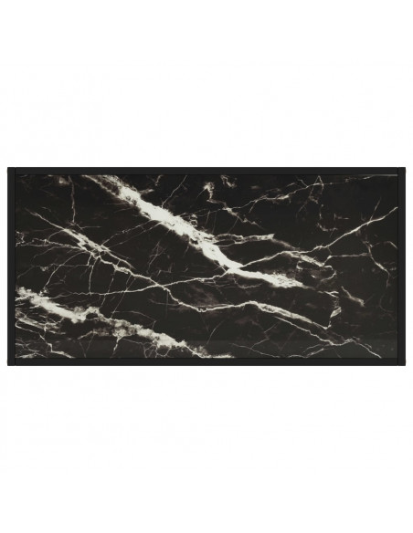 Tavolino da Salotto Nero con Vetro Marmo Nero 100x50x35 cm