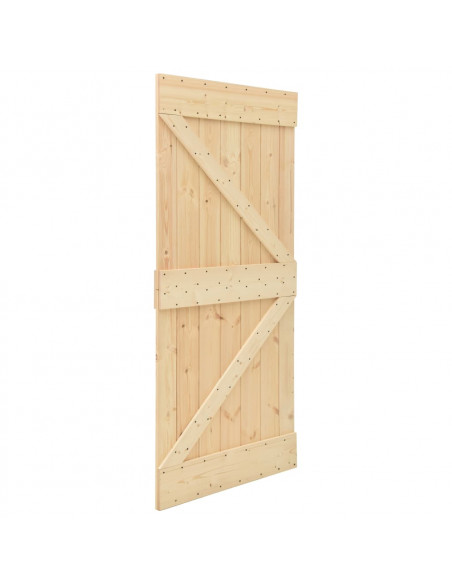 Porta Scorrevole con Set Hardware 80x210 cm in Legno di Pino