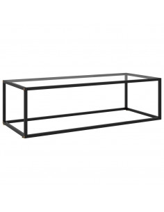 Tavolino da Salotto Nero con Vetro Temperato 120x50x35 cm 2