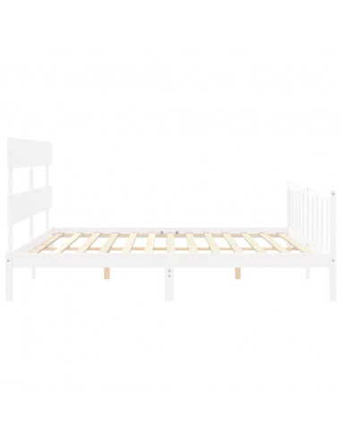 Giroletto Testiera Bianco Super King Size in Legno Massello