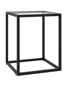 Tavolino da Salotto Nero con Vetro Temperato 40x40x50 cm 2