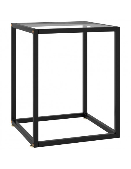 Tavolino da Salotto Nero con Vetro Temperato 40x40x50 cm