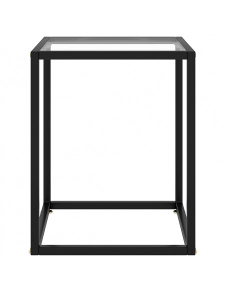 Tavolino da Salotto Nero con Vetro Temperato 40x40x50 cm
