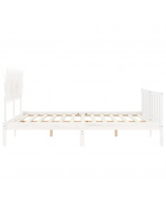 Giroletto Testiera Bianco Super King Size in Legno Massello 2