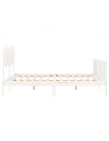 Giroletto Testiera Bianco Super King Size in Legno Massello