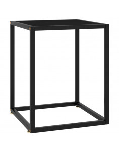 Tavolino da Salotto Nero con Vetro Nero 40x40x50 cm 2