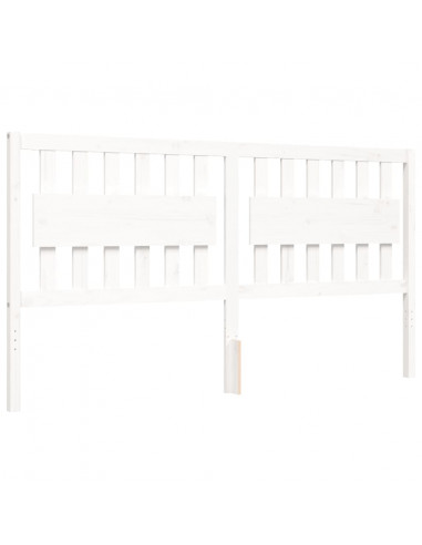 Giroletto Testiera Bianco Super King Size in Legno Massello